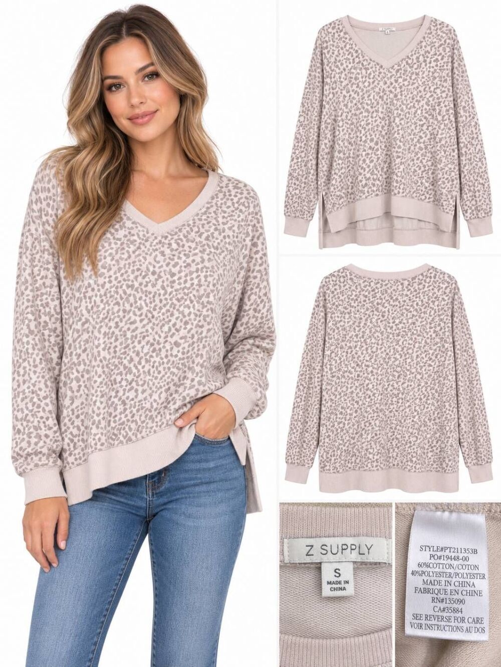 Z Supply Leopard Print Pullover S